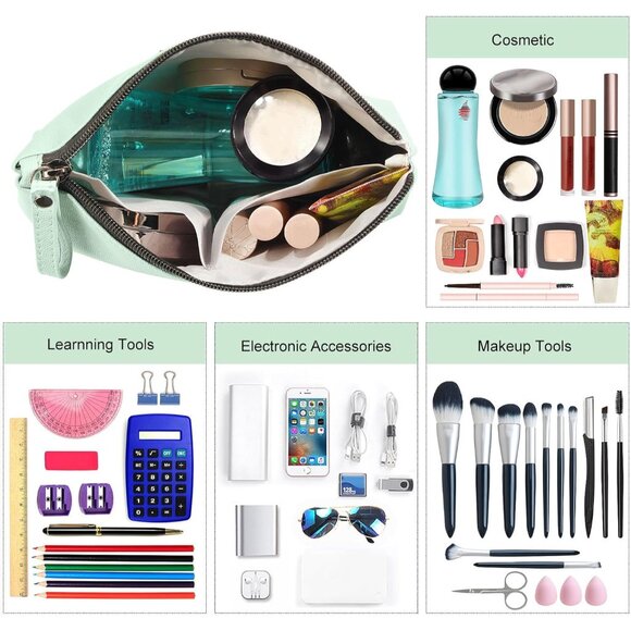 Cosmetic Bags for Women Small Makeup Bag for Purse Pu Leather Makeup Pouch Trave - Picture 6 of 8